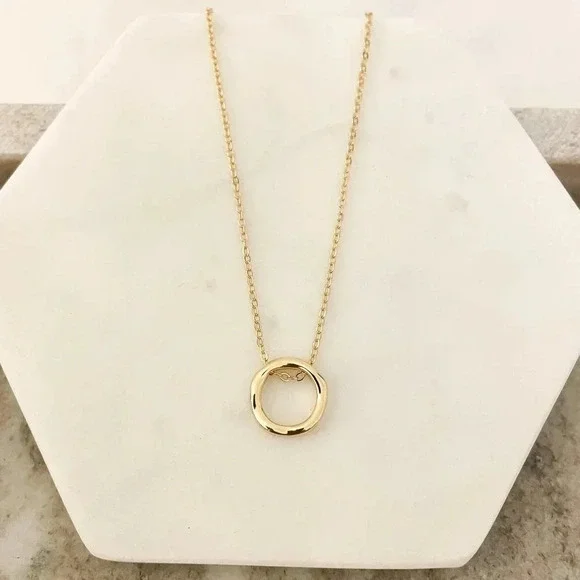 925 Sterling Silver Geometric Modern Round Circle Pendant Necklace - Picture 1 of 6